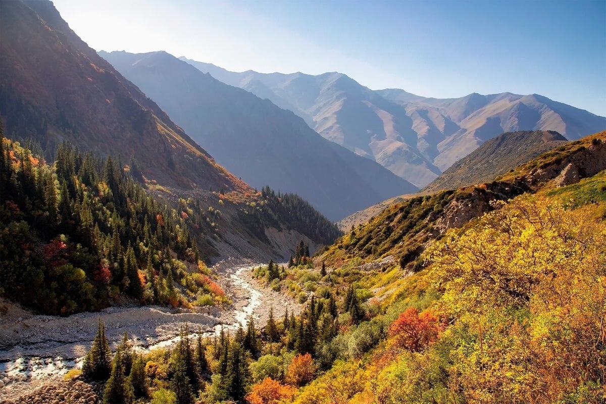 Autumn colors in Kyrgyzstan mountains
