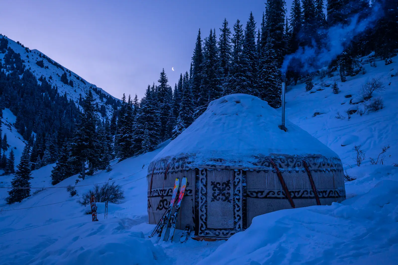 Winter scene in Tien Shan mountains